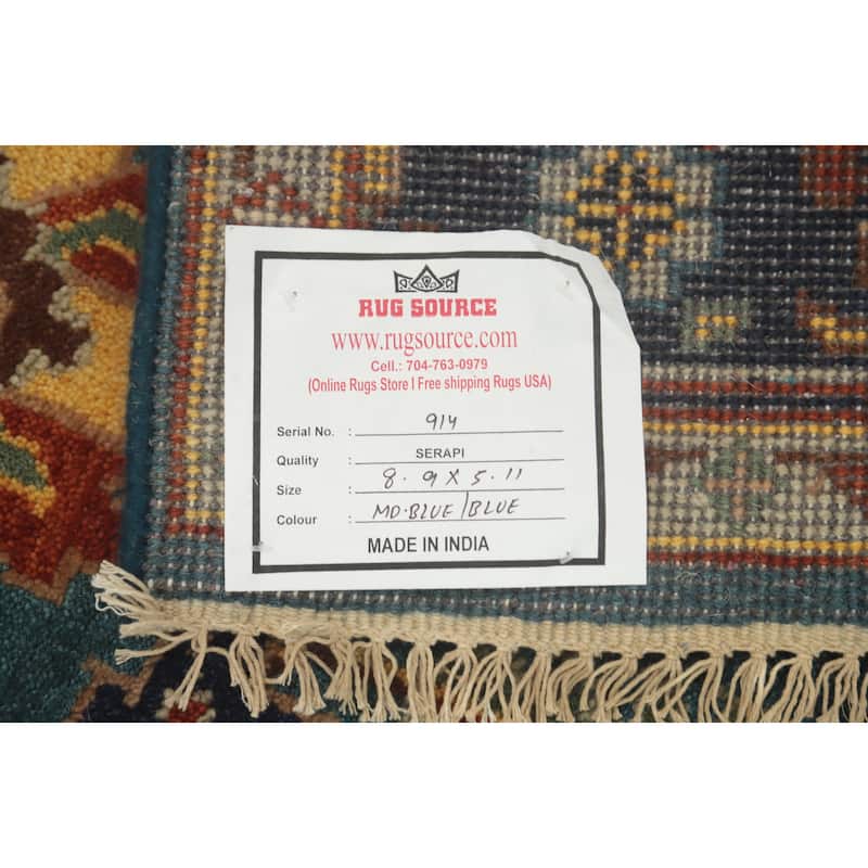 Hand-knotted Transitional Wool Carpet Blue Oushak Rug Floral Oriental Area Rug - 8' 9'' X 5' 11''