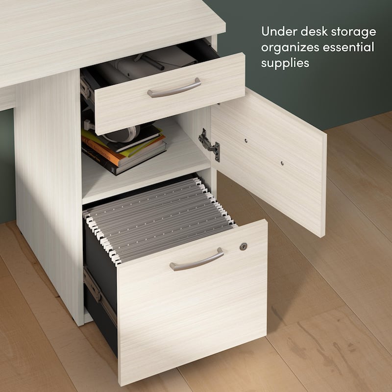 Bestar Logan 66-inch U or L Shaped Desk with Drawers and Hutch