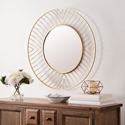 SAFAVIEH Fonna 33-inch Gold Round Wall Accent Mirror - 30" x 2.3" x 30"