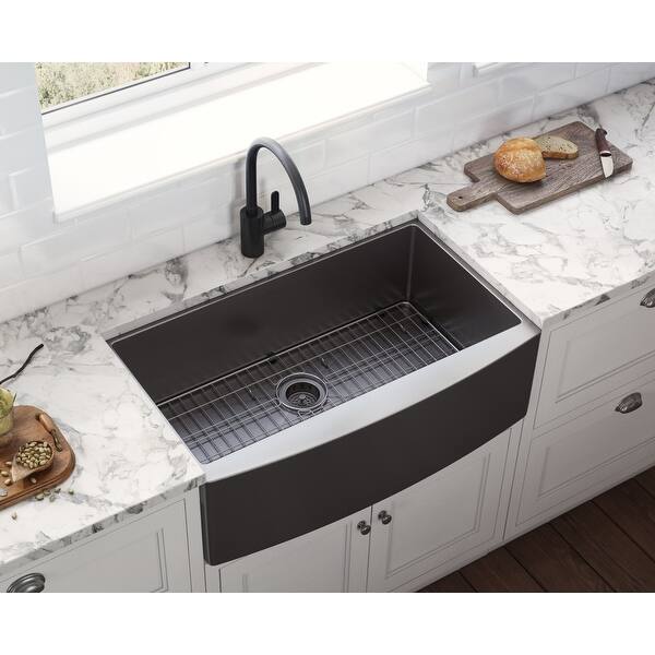 Ruvati 30-inch Apron-Front Farmhouse Kitchen Sink - Gunmetal ...