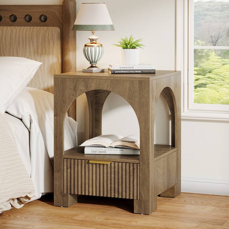 Industrial Nightstand Bedside Table with Drawer for Bedroom