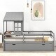 preview thumbnail 3 of 16, Twin Size Modern Design Low Loft House Bed,Playhouse with Roof and Window,Trundle