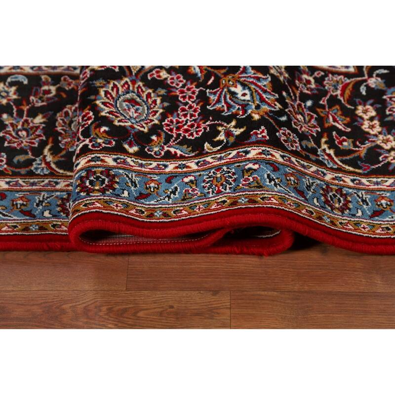 Medallion Kashan Turkish Rug Floral Machine-Made Carpet - 9'8" x 12'10"
