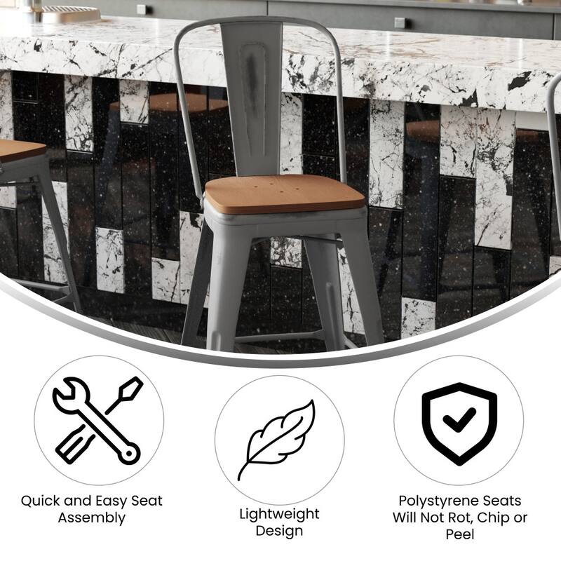 Indoor Counter Height Stool with Poly Resin Colorful Seat