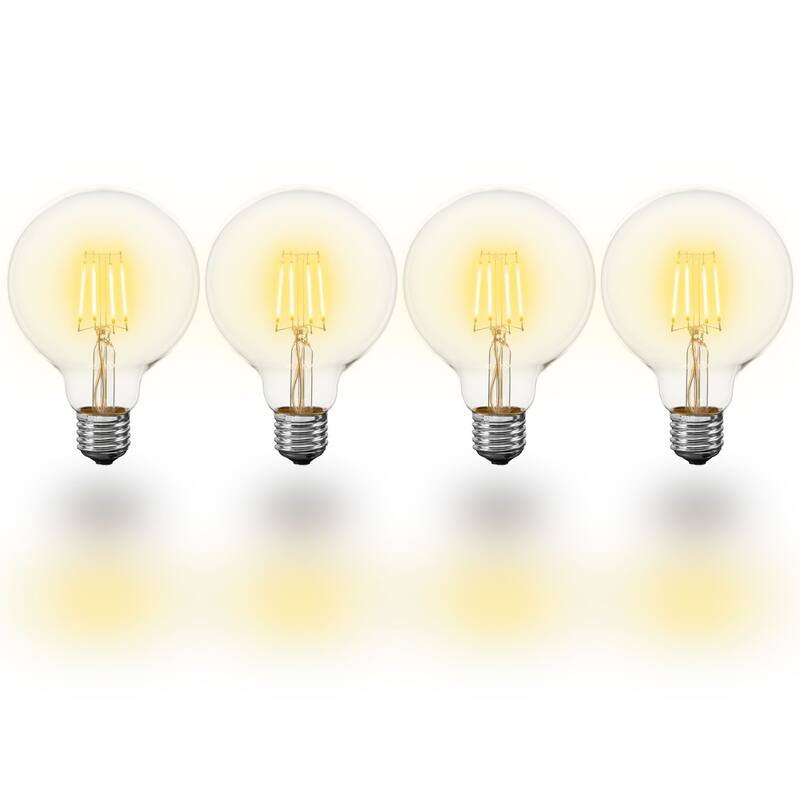 4 Pack LED G95 Glass Filament Outdoor Globe Replacement Bulbs