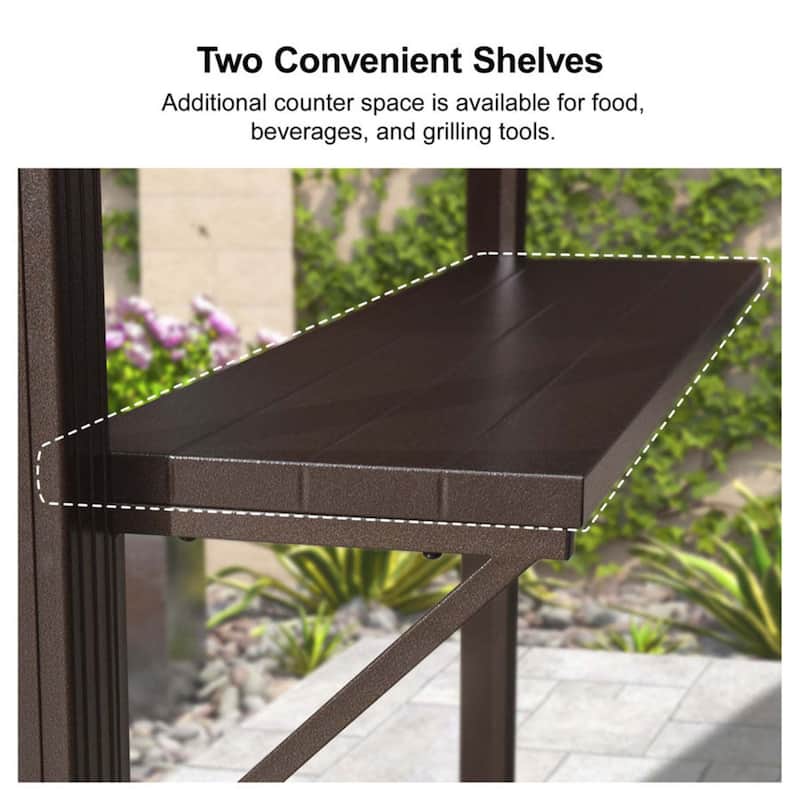 PURPLE LEAF Hardtop Grill Gazebo Galvanized Steel Roof Outdoor BBQ Canopy with Ceiling Hook and Shelves