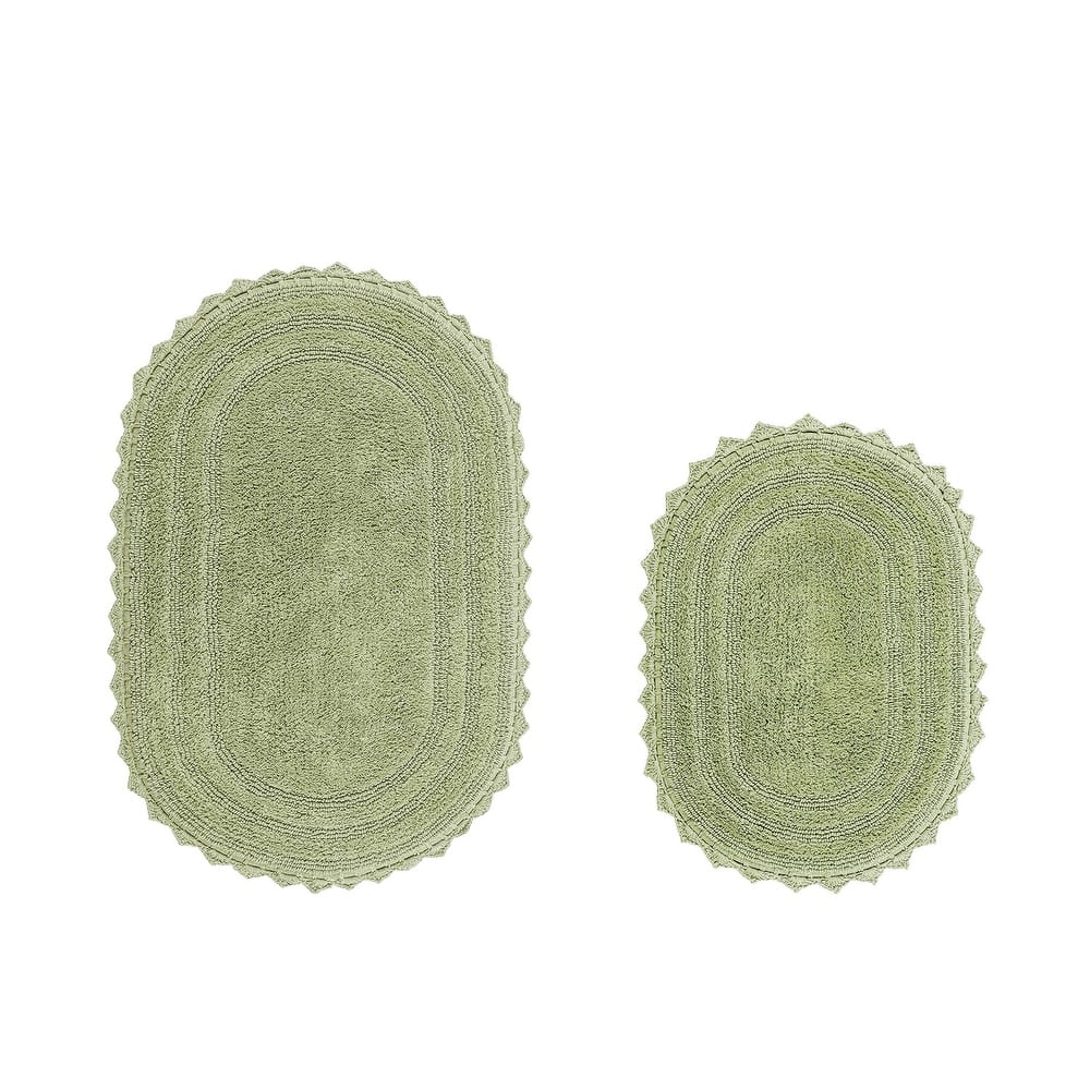 Better Trends Oval Bath Rugs Set 100% Cotton Soft & Water Absorbent Tufted Bathroom Rug for Shower, Sink Bath Mats Lilly Crochet