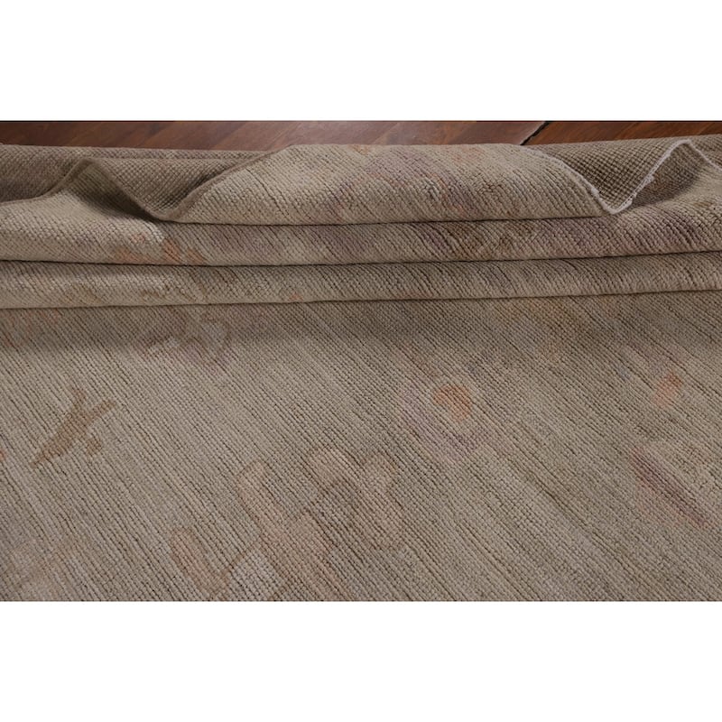 Vegetable Dye Oushak Oriental Area Rug Handmade Green Wool Carpet - 8'5"x 10'1"
