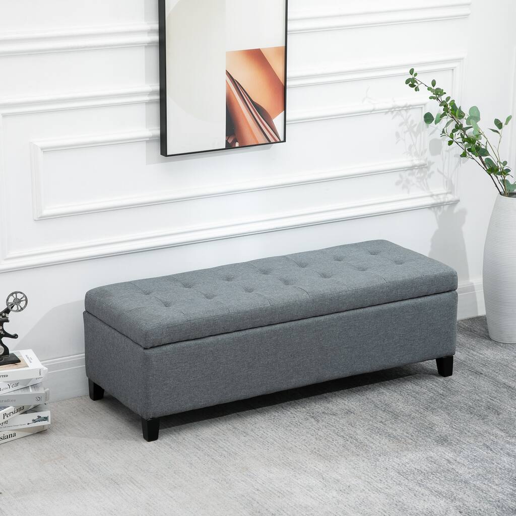 Porch & Den Holmden 51-inch Fabric Tufted Storage Ottoman Bench