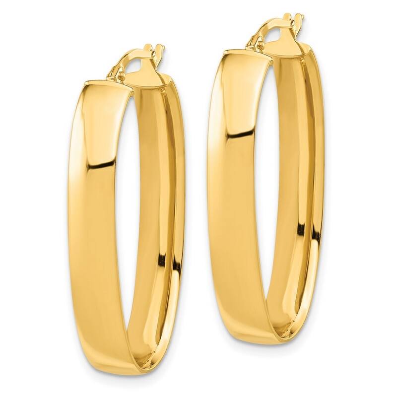 Curata 14k Yellow Gold Hinged Long Polished 35x6mm Oval Hoop Earrings