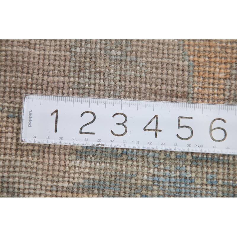 Hand Knotted Oriental 100% Wool Carpet Transitional All-Over Beige & Ivories Oushak Runner Rug - 7' 11'' X 3' 3''