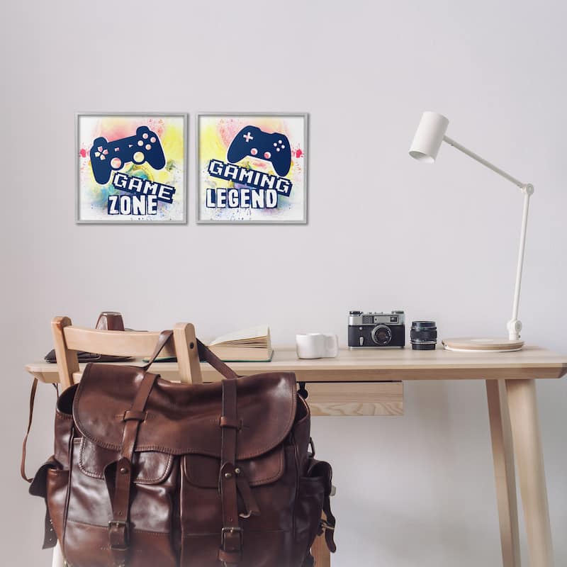 Stupell Retro Splatter Game Phrases Framed Giclee Art Design By Marcus Prime (Set of 2)