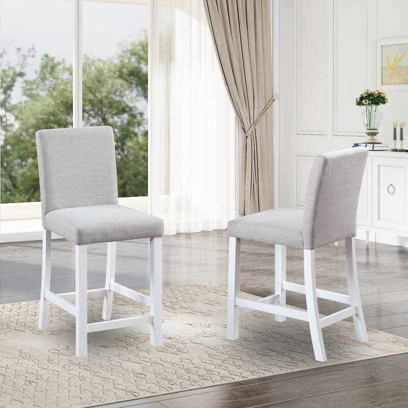 GDFStudio - Noir Modern Upholstered Wood Counter Height Dining Chairs Set, Padded Seat & Non-slip Feet Pads, Set of 4 - 16.5"W - White+Gray