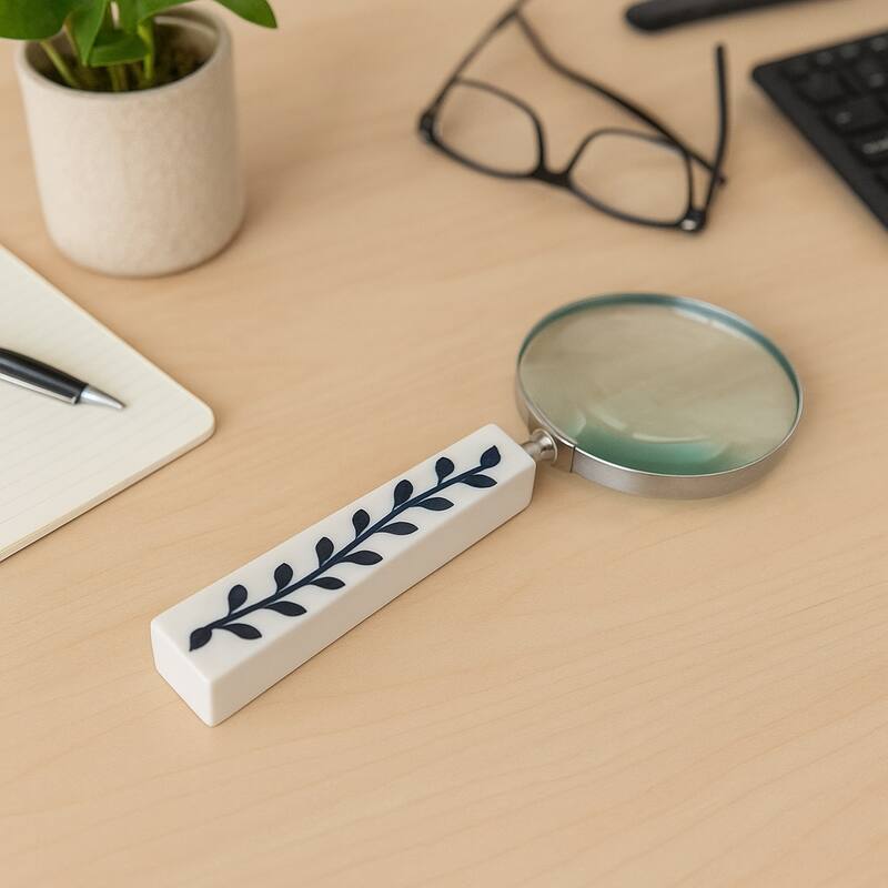 Resin Decorative Objects Glass Leaf Handle Magnifying - 10" Blue - 4" x 1" x 10"