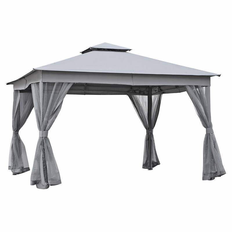 Outdoor Gazebo Tent with Double Roof, Mosquito Netting & Patio Canopy