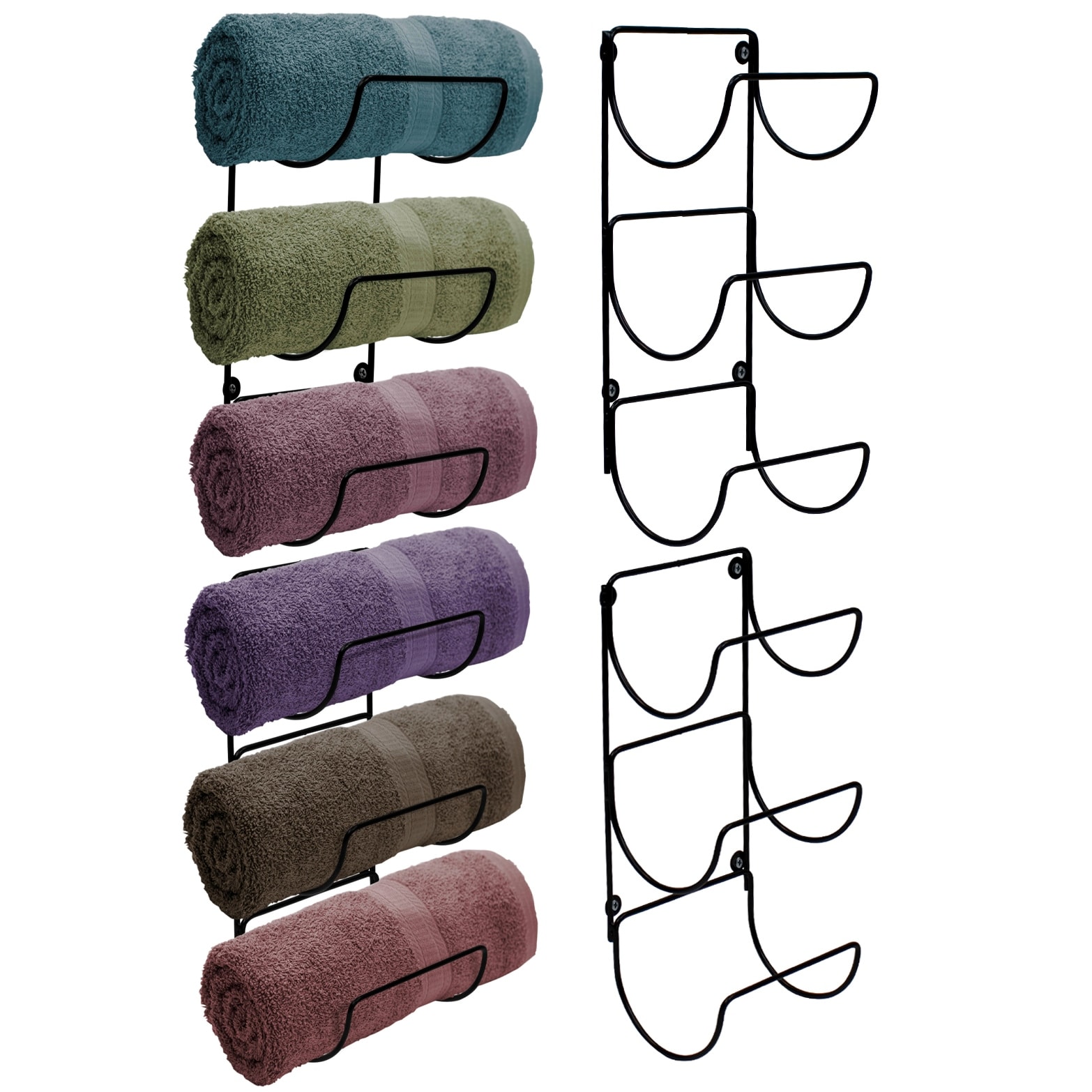 Sorbus Wall Mounted Metal Towel Rack Holder for Bathroom 2 x 2-Pack- Set of 4 - 6" L x 5" W x 12.75" H