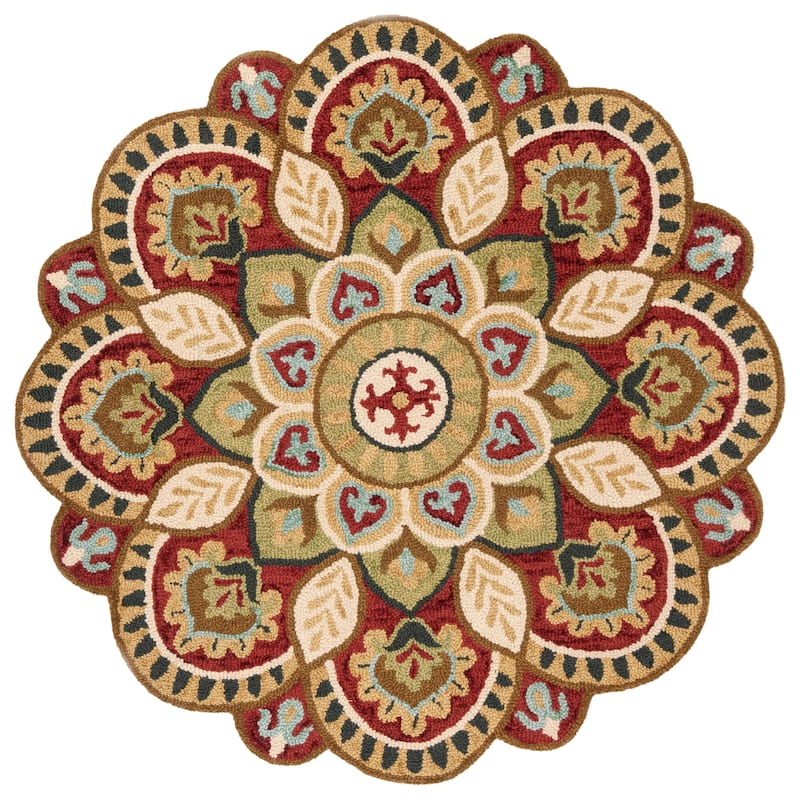 SAFAVIEH Handmade Novelty Urtza Ornate Flower Wool Rug