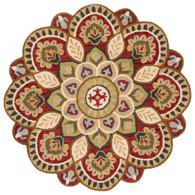 SAFAVIEH Handmade Novelty Urtza Ornate Flower Wool Rug