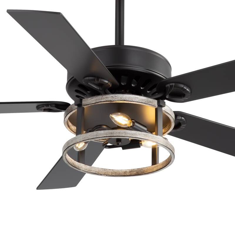 52" Reversible 5-Blade Caged Ceiling Fan with Light and Remote