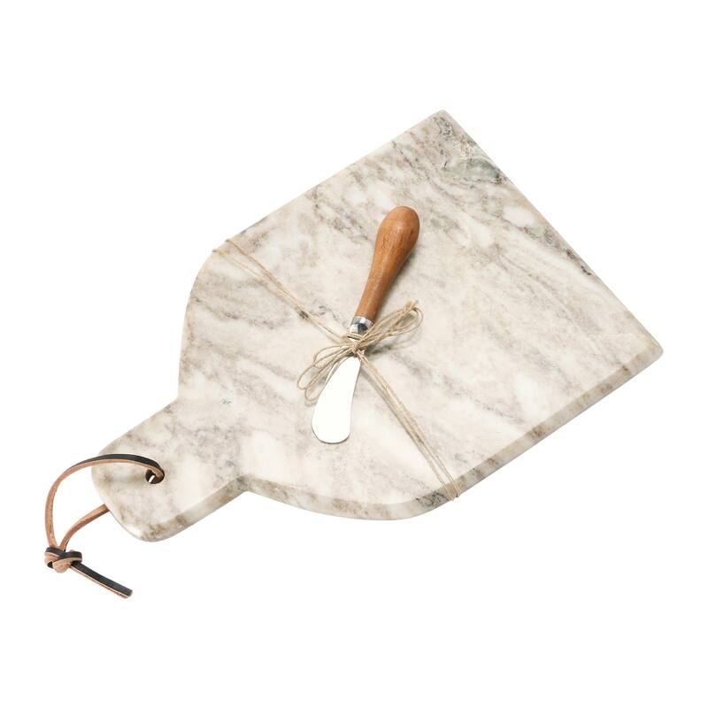 Marble Cheese/Cutting Board with Canapé Knife, Buff Color