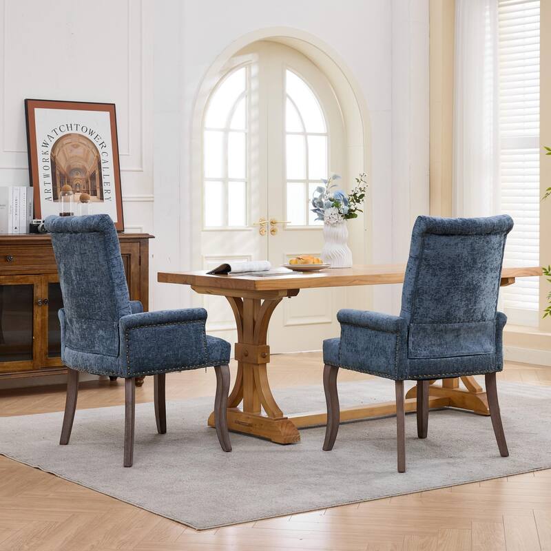 Roomfitters Upholstered Dining Chairs with Barrel Back and Wood Legs, Modern Accent Side Chairs for Living Room