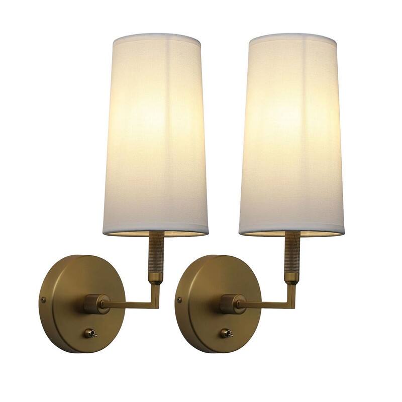 2 Pack lights and bulbs antique lighting fixtures fabric, metal wall sconces