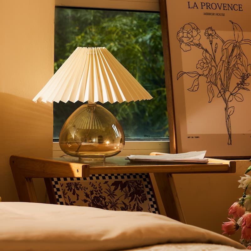 CO-Z Retro Table Lamp with Pleated Empire Lamp Shade