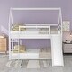 preview thumbnail 3 of 7, Modern Twin Size Wood Bunk House Bed with Slide, Ladder & Roof, White