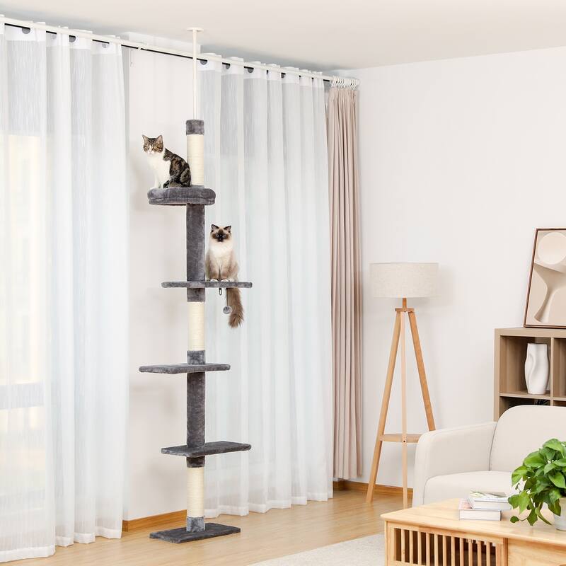 Interactive Adjustable 5-Tier Floor to Ceiling Cat Tower