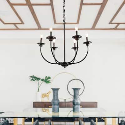 Farmhouse 6-Light Black Candle Chandelier for Dining Room