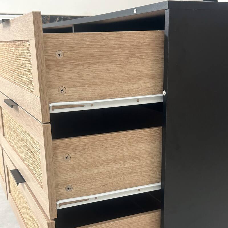 6-Drawers Rattan Storage Cabinet Rattan Drawer
