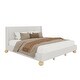 preview thumbnail 3 of 5, Queen Size Wooden Bed Frame,Velvet Upholstered Platform Bed,Beige