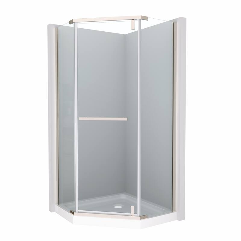 34.75'' W x 72'' H Semi-Frameless Neo-Angle Pivot Shower Door - 34.75" X 34.75" X 72"