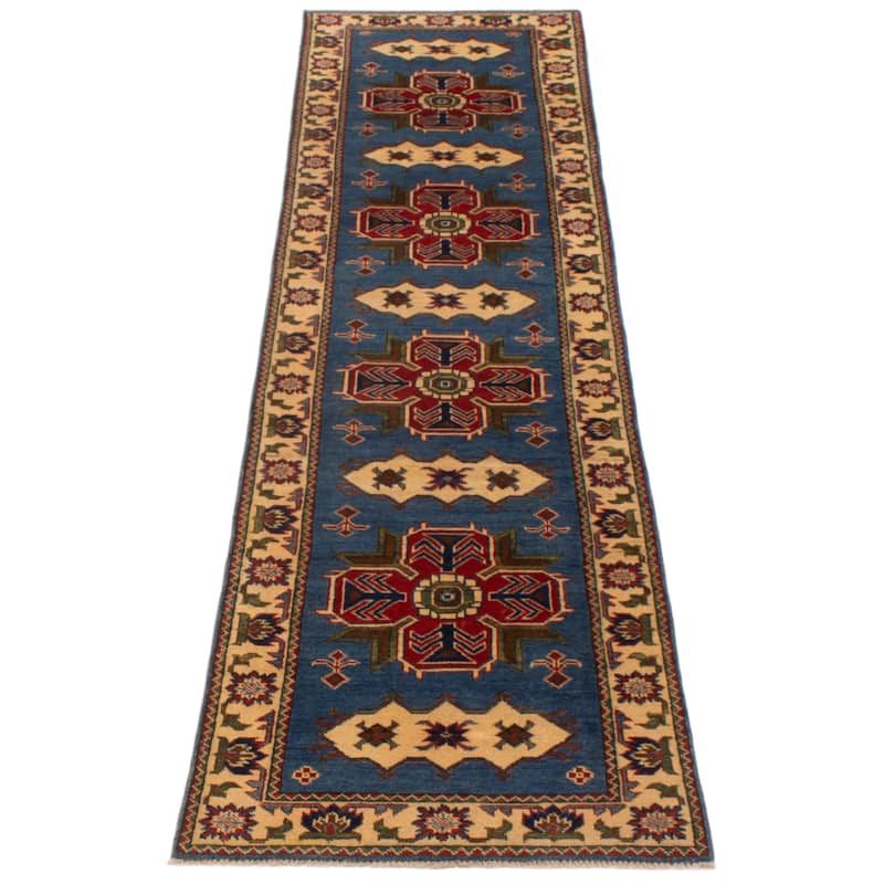 ECARPETGALLERY Hand-knotted Uzbek Ghazni Blue Wool Rug - 2'8 x 9'9