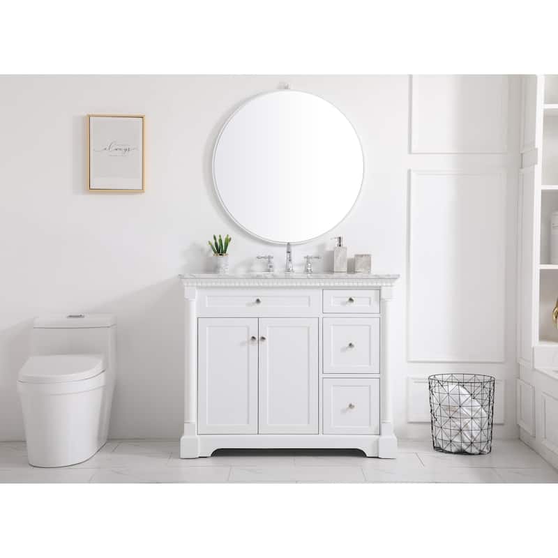 Petal 36 - 48 Inch Single Bathroom Vanity - White - 42 Inches
