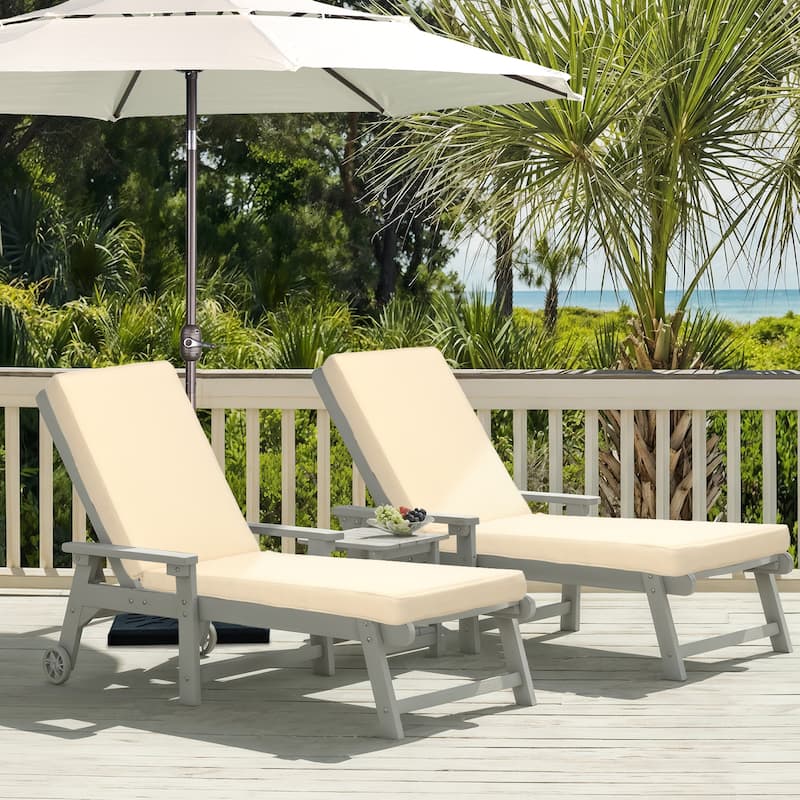 Aoodor Patio Chaise Lounger Cushions Set of 2, Olefin Fabric, Water-Resistant, 72x21x3 Inches(Only Cushions)