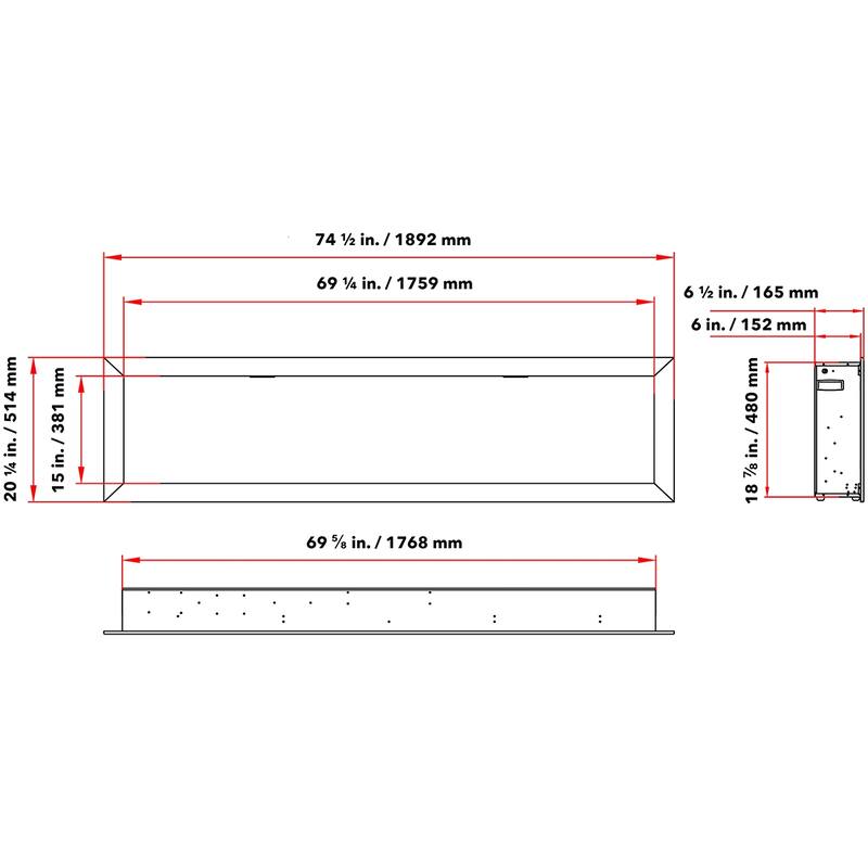 Dynasty Cascade 74-inch Smart Control Electric Fireplaces - 74.5