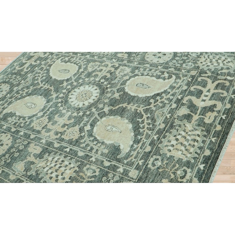 Slate Transitional Oushak Wool Rug 8x10 Hand Knotted by LoomBloom - 8' 2'' x 10'