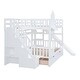 preview thumbnail 24 of 34, Full Over Full Castle Style Bunk Bed Kids Bed with 2 Drawers 3 Shelves and Slide Kids Furniture, Blue