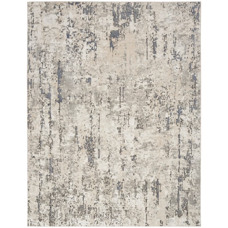 Nourison Concerto Modern Abstract Distressed Area Rug - 3' 9" x 5' 9" - Ivory/Blue/Gray