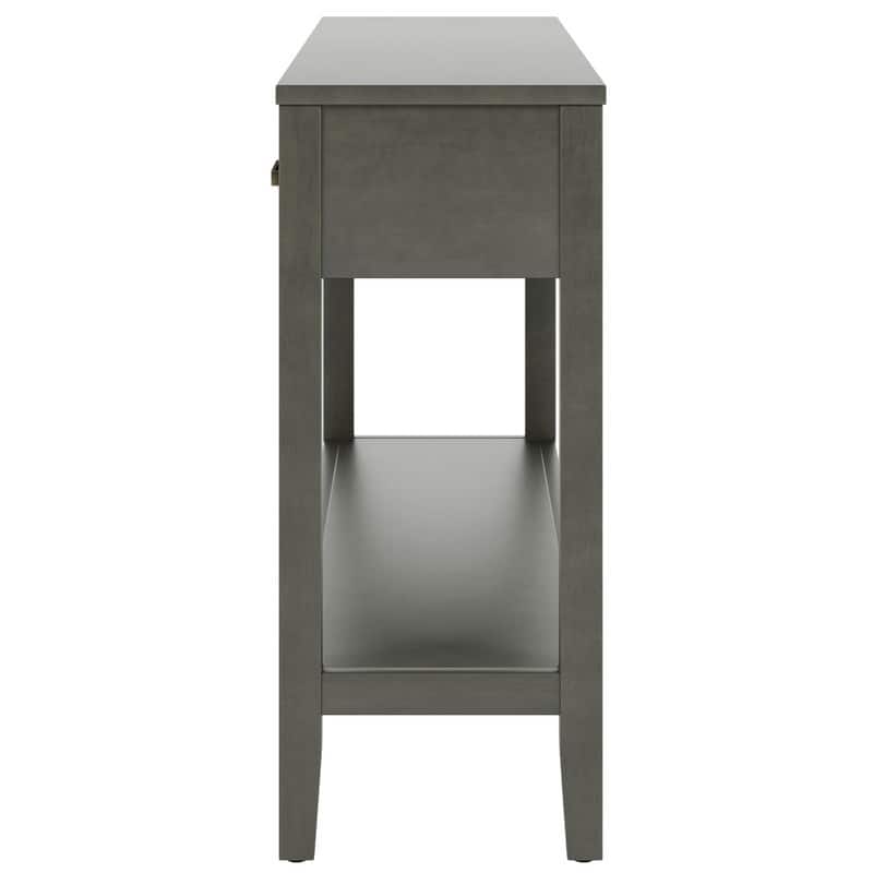 62.2" Modern Farmhouse Console Table with 3 Drawers & Open Shelf