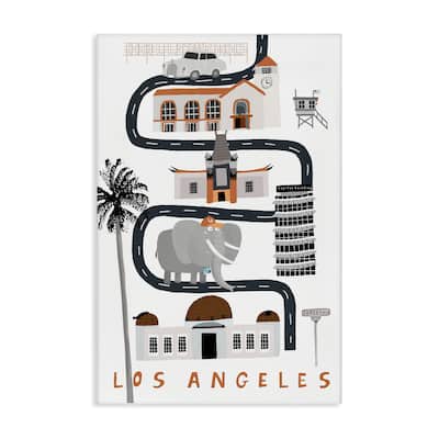 Stupell Los Angeles Whimsical Travel City Canvas Wall Art Design By Carla Daly