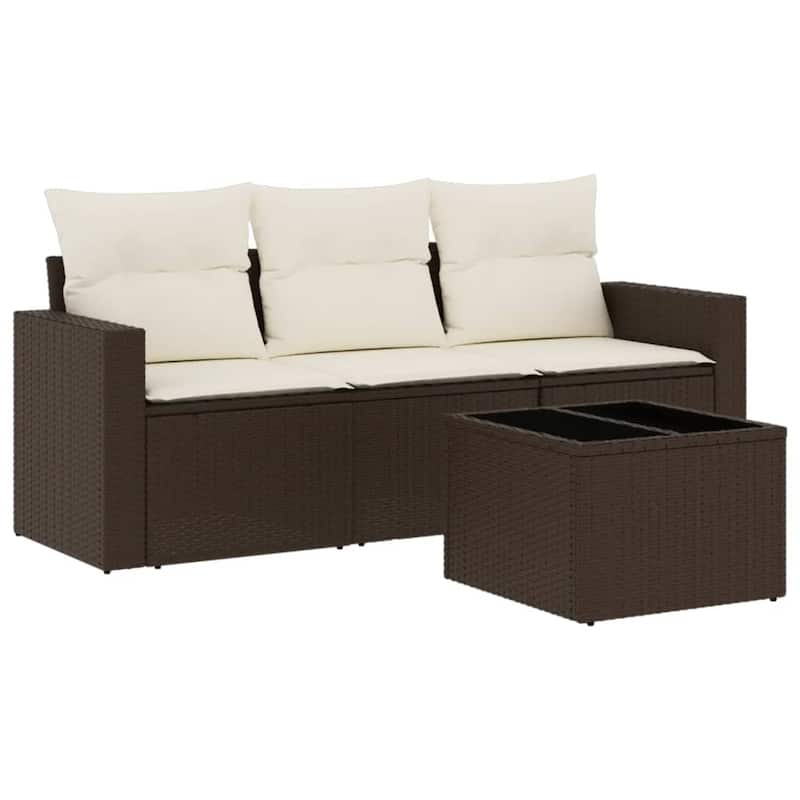 vidaXL Garden Sofa Set Brown PE rattan Standard Modular - 21.7 x 21.7 x 14.6