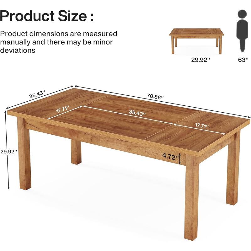 70 Inch Large Computer Desk, Farmhouse Office Desk Light Brown