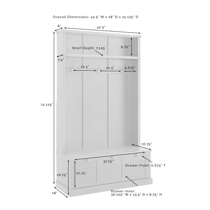 Crosley Ellison Hall Tree - 42.5"W x 18"D x 74.13"H