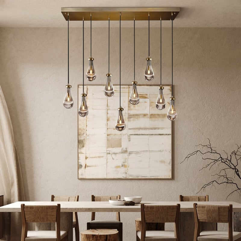 KAYLA Raindrop Chandelier, Modern Glass Pendant Light, Bulb Included