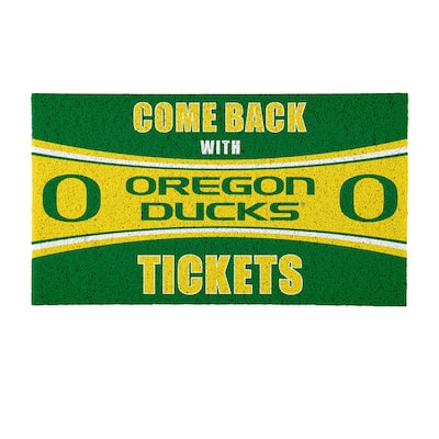 University of Oregon 28 in. x 16 in. PVC "Come Back With Tickets" Trapper Door Mat