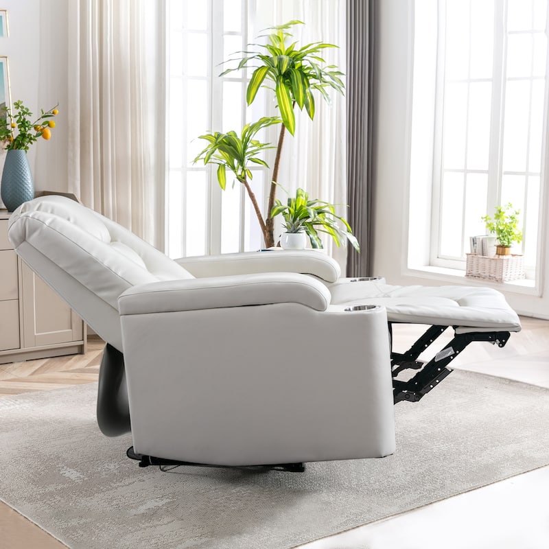 Power Leather Recliner Chair Home Theater Seating Soft - White