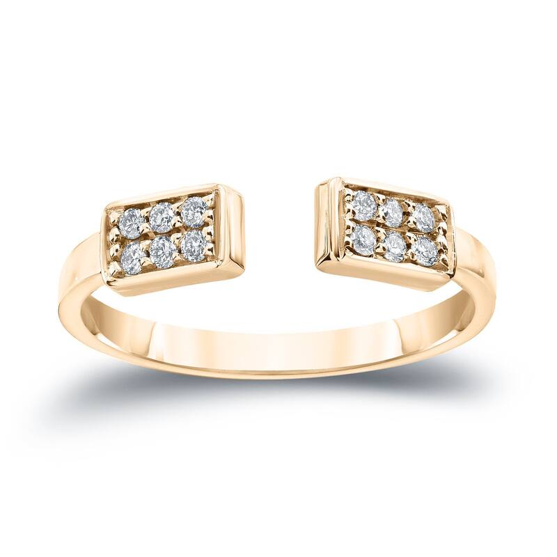 Auriya 14k Gold Stackable Open Bar Diamond Ring 1/8ct TW - Yellow - 4