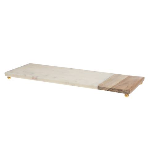 White Marble And Wood Cheese Board